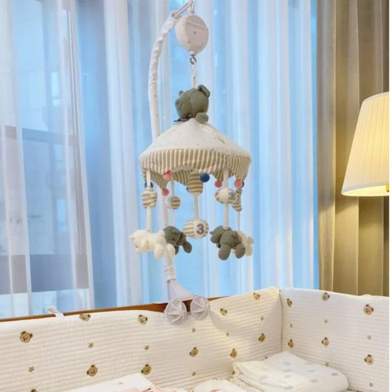 

Baby Newborn Bed Pendant Cute Bear Detachable Pendant Doll Hanging Comfort Toy Bed Bell Bedside Music Rotary Baby Rattle Toys