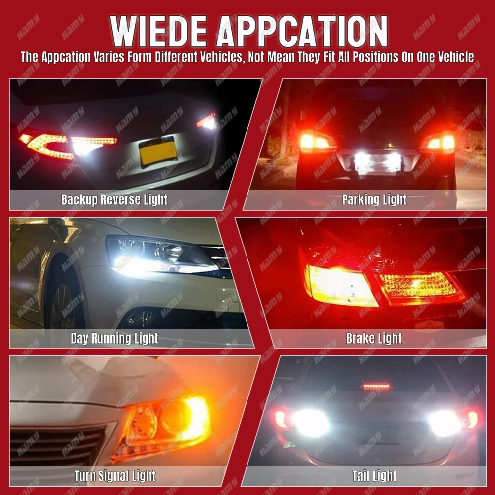 LED Bulb Pack – Bright White 6500K, High Lumen 500LM, Versatile Car Lighting for Turn Signal, Parking, Brake, and Backup