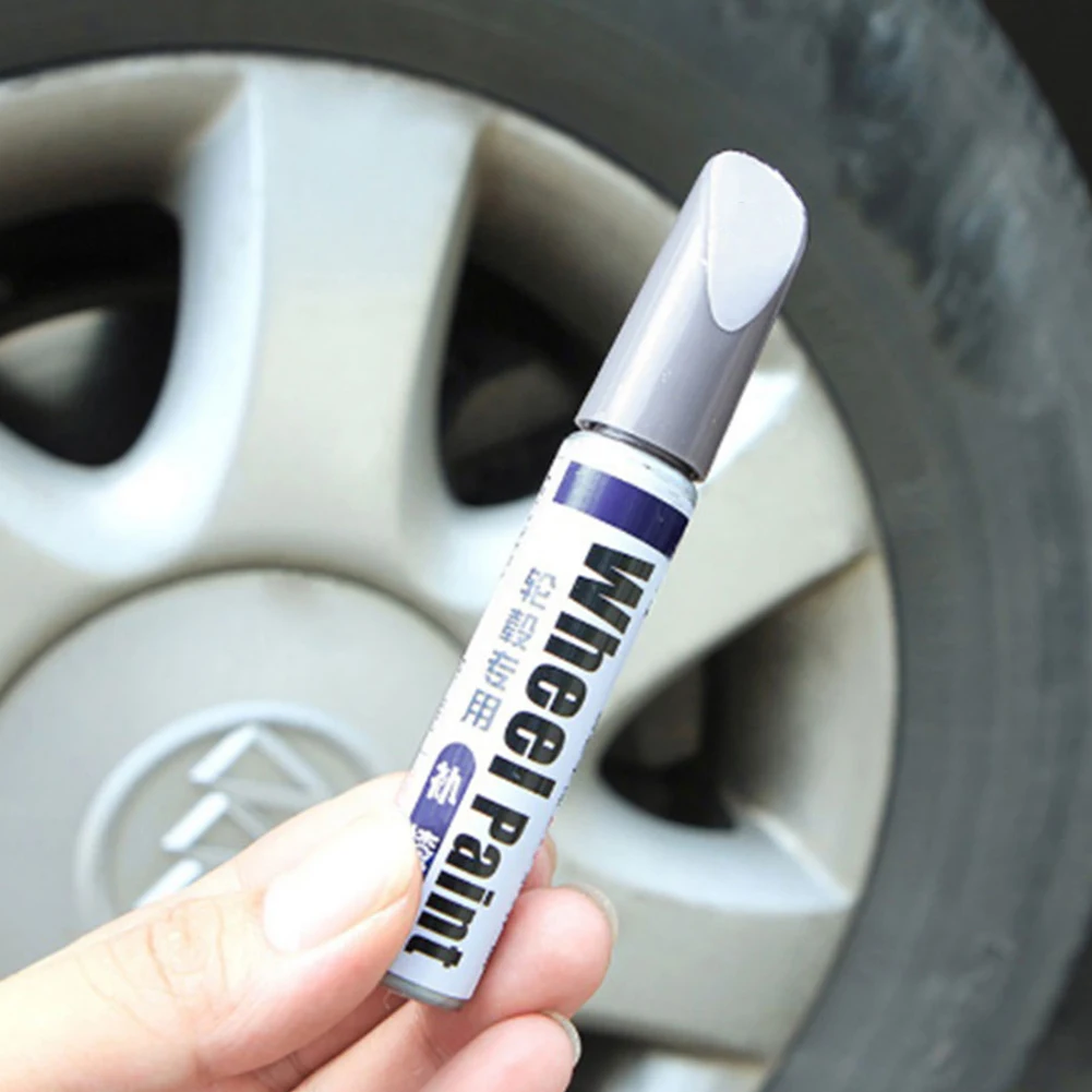 12ml Silver Alloy Wheel Touch Up Pen Repair Paint Curbing Scratch Maker with Brush Car Scratch Remover Waterproof