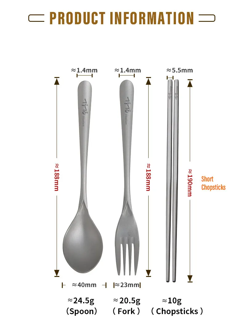 Titanium Camping Cutlery Set Portable Fork Spoon And Chopsticks_voghion.com
