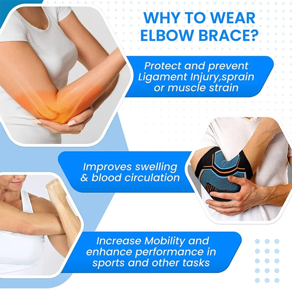 Elbow Brace Compression Support Sleeve for Tendonitis Tennis Elbow Golf Elbow Treatment Reduce Joint Pain