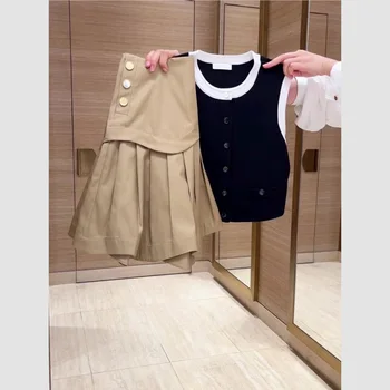 25 Gonna con bottoni e gonna a strati da donna nuova di inizio autunno 1