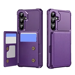 Magnetic Leather Card Slot Wallet Case - Universal Fit - Galaxy M16 (PURPLE)