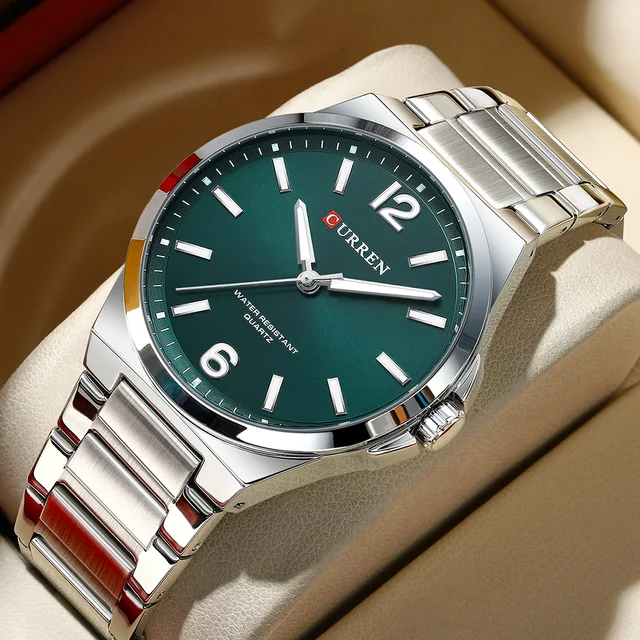 CURREN Classic Vintage Men's Quartz Watch 42mm Brand Original Wristwatches with Stainless Steel Band Luminous Hands Gift for him
