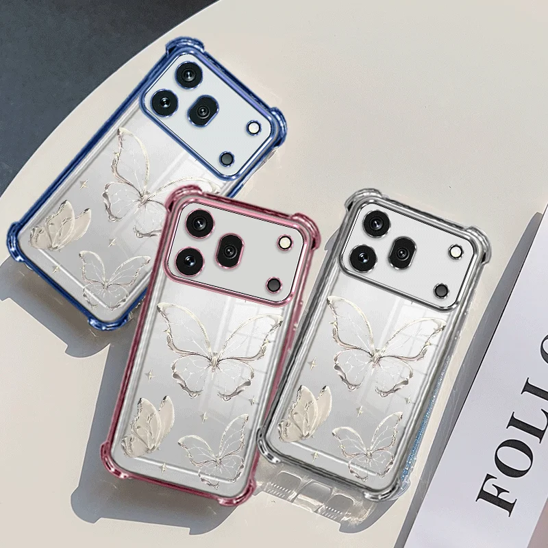 Butterfly Pattern Shockproof Protective Phone Cover with Plating Finish