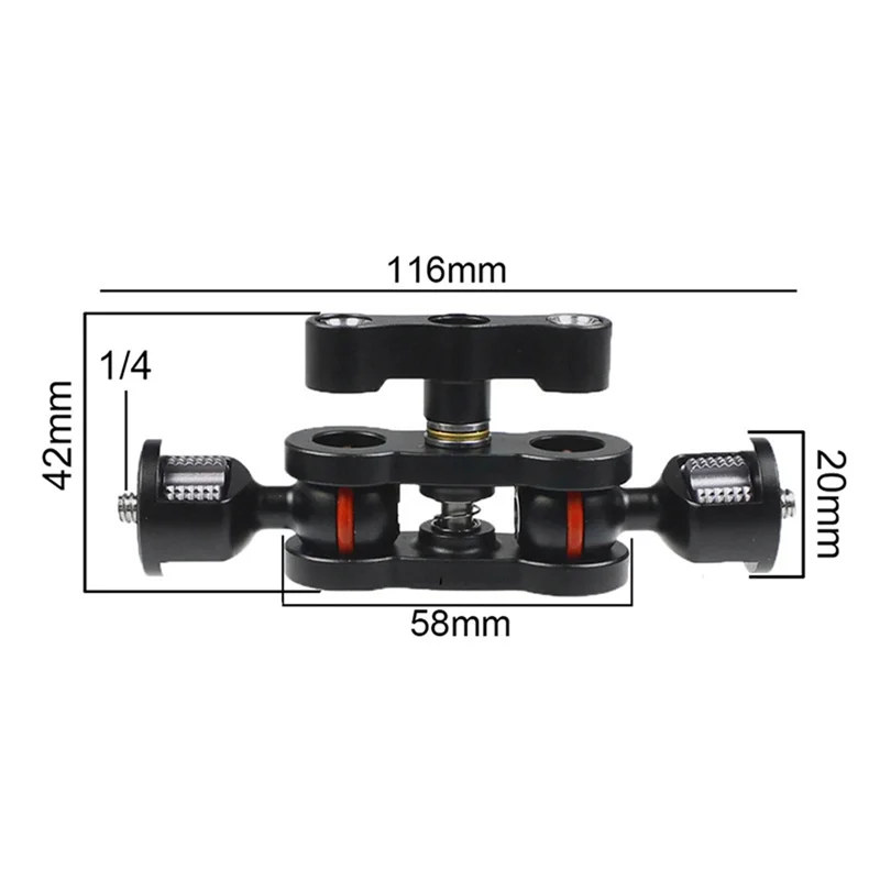 더블 볼 암 마운트, 360 도 회전식 볼 마운트, 카메라 짐벌 브래킷 암, 1/4 인치 나사 포함