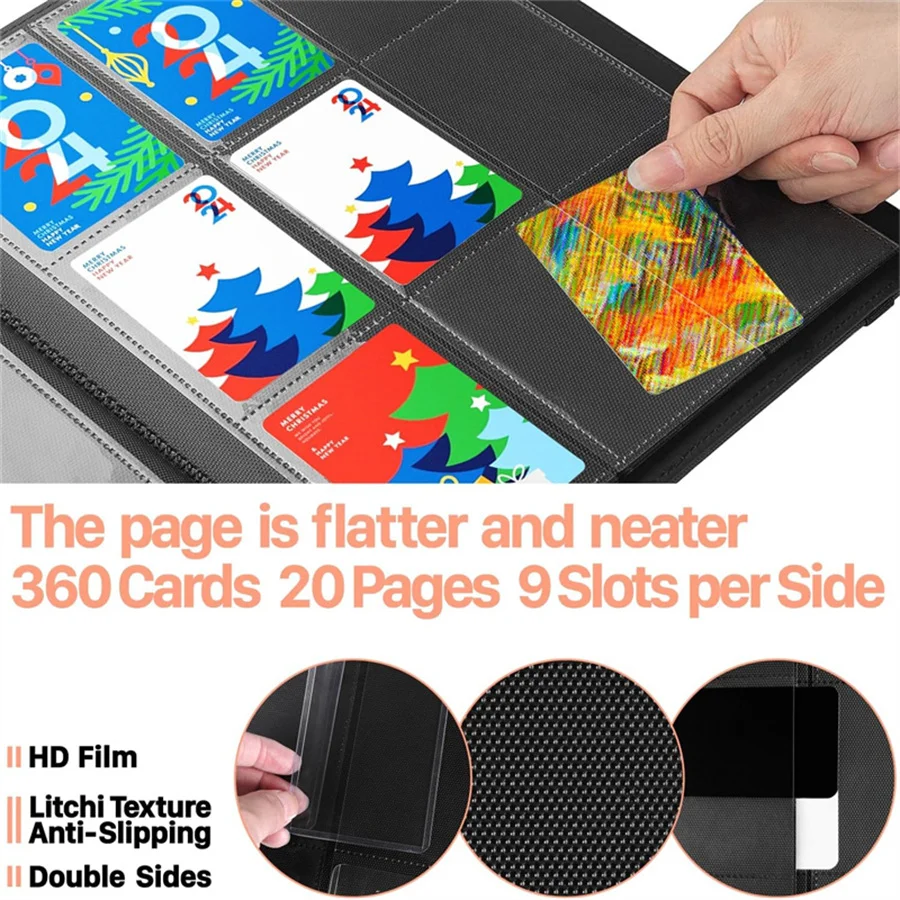 Trading Card Binder 9 Pocket Pages,20 Sheets 360 Game Card Book Binders for Soccer Basketball Cards,Sports & Game Cards trading card binder