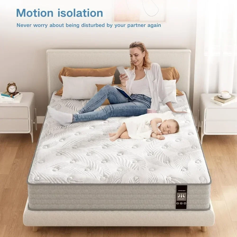 Mattress, 12 Inch Hybrid Mattress in a Box with Gel Memory Foam, Medium Firm, Edge Support 6