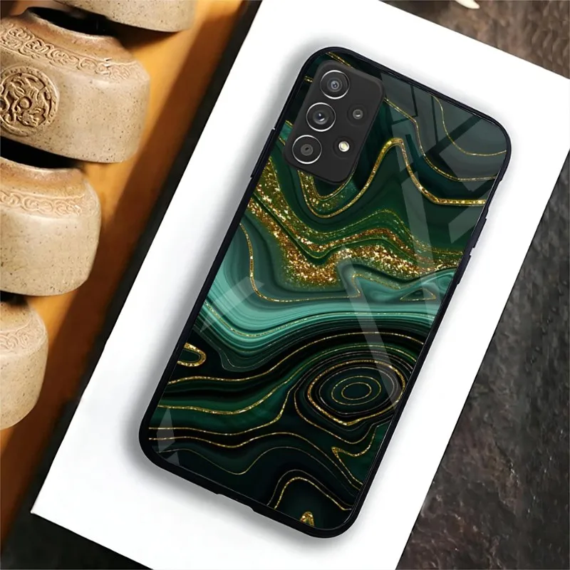 Custodia Per Telefono In Marmo Jade Stone Per Samsung S22 Ultra S10 E S20 Fe S21 Plus Pro S30 S7 Edge S8 S9 5G Cover In Vetro