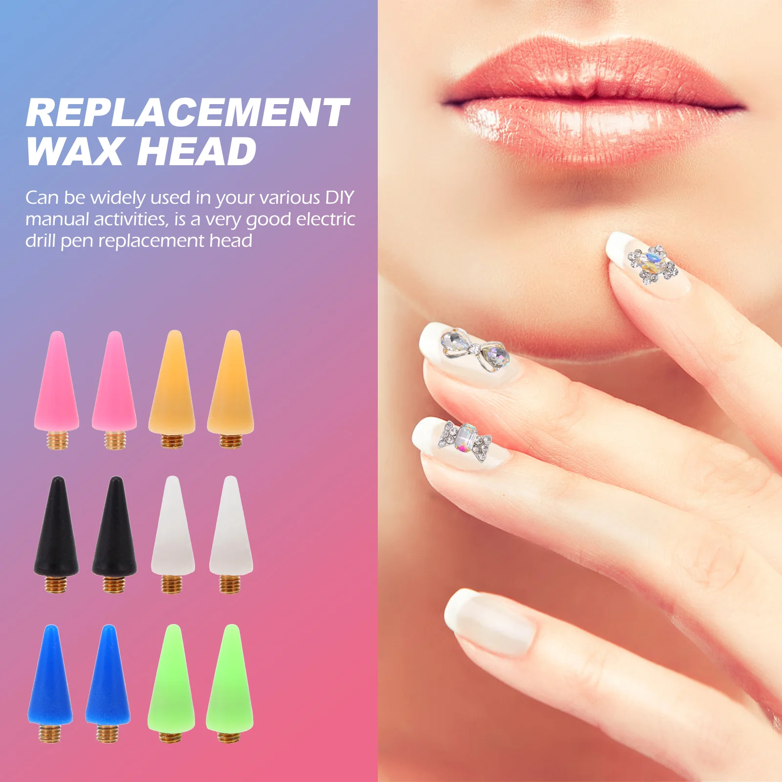 Refills Tip Point Drilling Pen Wax Head Rhinestone Picker Substitute Nail Dotting Chrome Tools 5