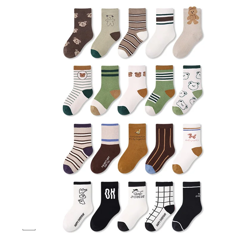 

5 Pairs/Lot Cartoon Baby Socks new design cartoon animal striped letter baby socks boys and girls Cotton boneless socks