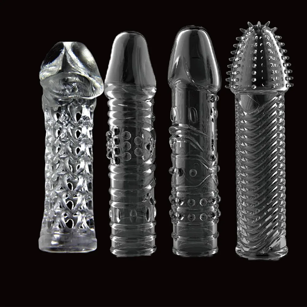 Sex Toys 4pc Reusable Clit Massager Extensions Penis Sleeve Enlargement Delay Spray Comdom Cock Ring Vibrator Cover Adult Sex Toy