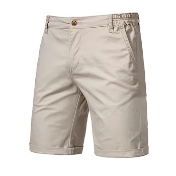 2025 Men Shorts Summer Cotton Middle Waist Male  Casual Business Men Shorts Printed Beach Stretch Chino Classic Fit Short Homme 1