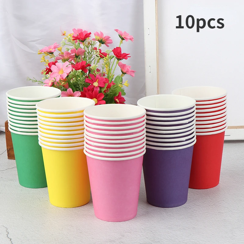 Color Disposable Cups Handmade Paper Kindergarten DIYCoffee Cup Materials Household Kitchen Accessories 10pcs