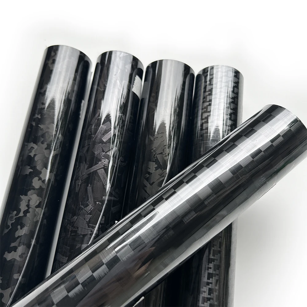 Cosmic Black Forged Carbon Fiber Vinyl Wrap with Aircraft Pattern for Vehicle Decoration