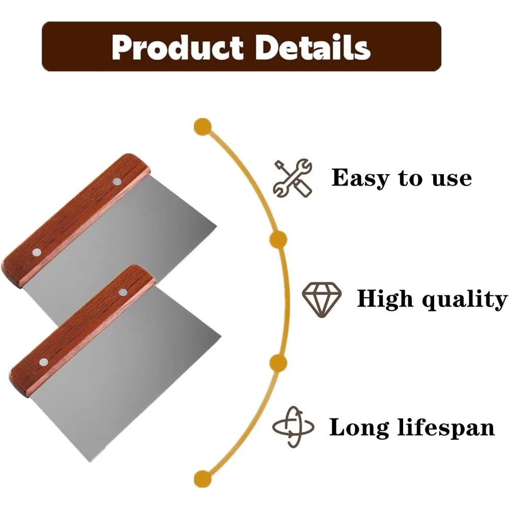 Stainless Steel Scraper Wooden Handle Multi functional Baking Knife Vegetable Chopper Dough Cutter