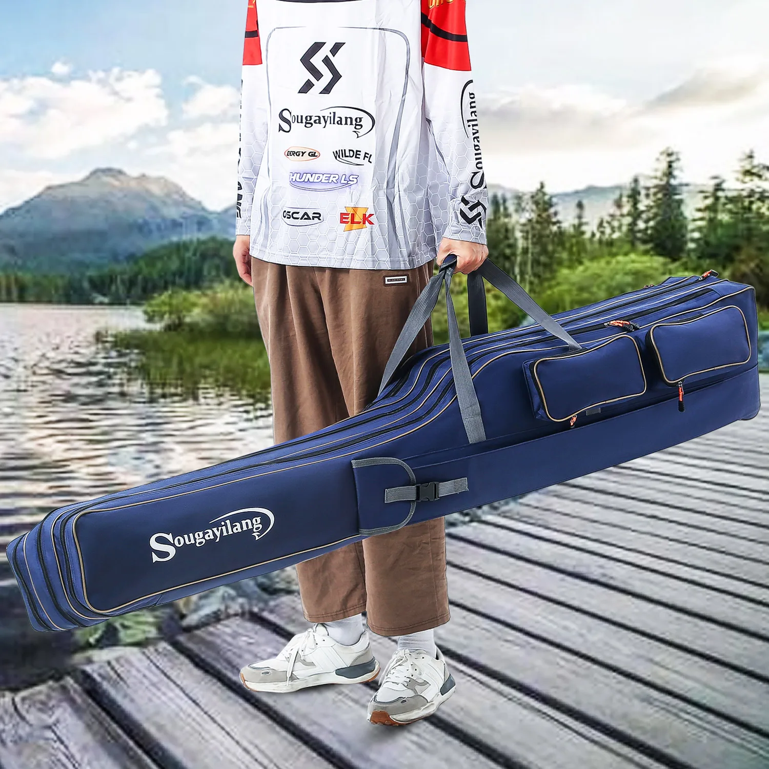 Étui Organisateur De Pêche HUNTVP – Pour Canne Et Moulinet, Vert, Transport Voyage, Occasion