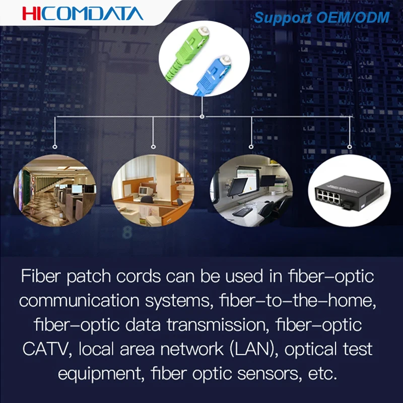 HICOMDATA SM SC UPC To APC Optical Fiber Cable 1M 3M 5M 10M 20M Fibra Optica Fibre Optic Material Patch Optics