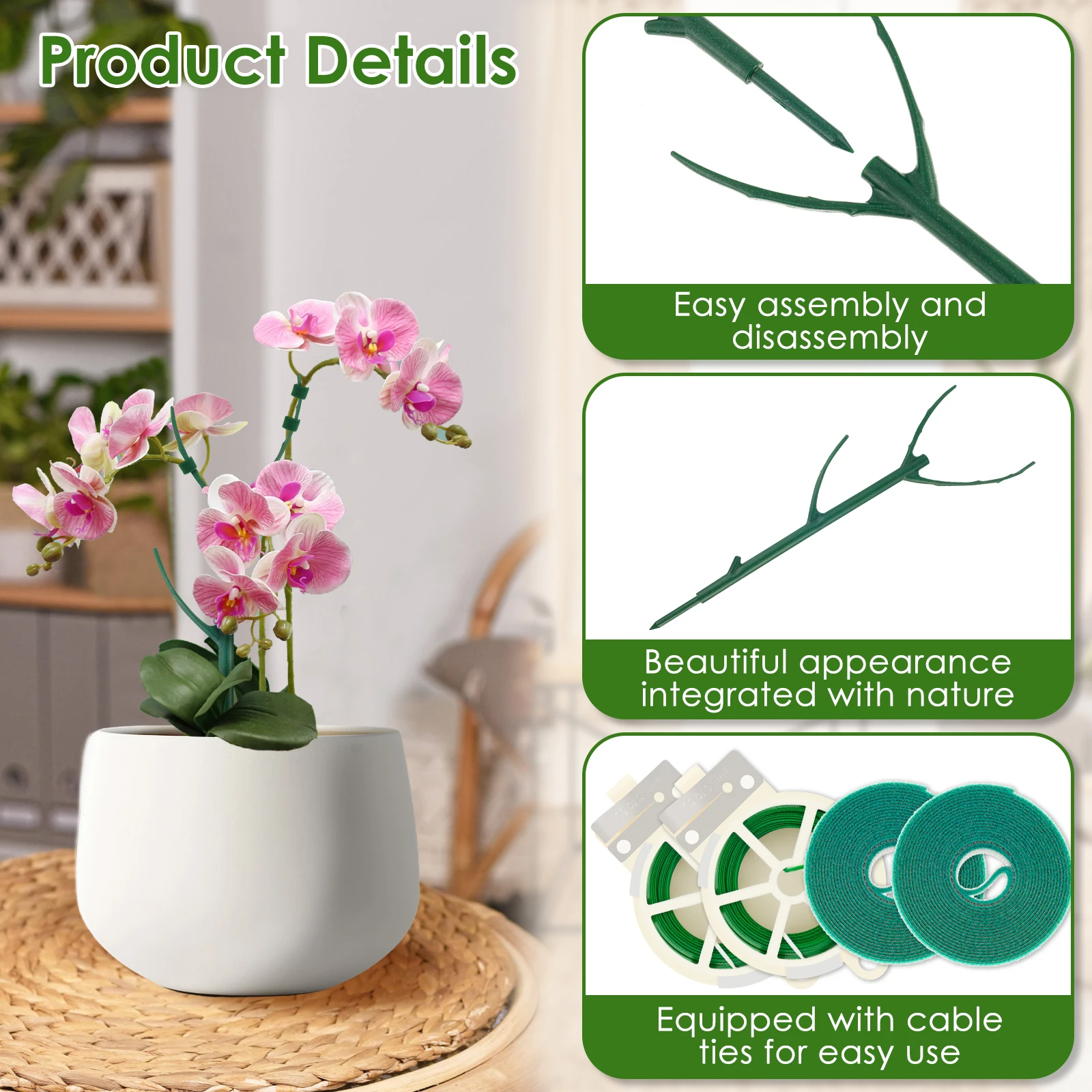 Reusable Plastic Plant Support Stakes for Garden Greenhouses