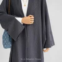 Abaya musulmane de luxe pour femmes, vêtement de prière élégant, cardigan UNIS issant, robe de Ramadan, vêtements de Dubaï, ouvert 4