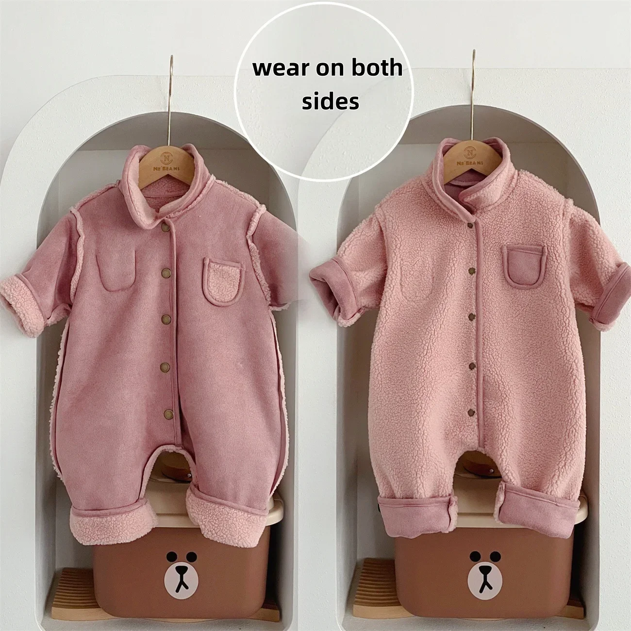 2025 Winter Baby Rompers Toddler Boys Fur Lining Jumpsuits Infant Boys  Warm Outerwear Thikcen Lining Baby Outwear