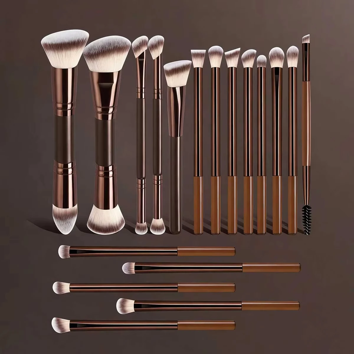 4/5/6/10/18pcs Professional Makeup Brush Set, Portable Travel Makeup Brushes, Dual-Ended Multifunctional Makeup Tools Set_voghion.com