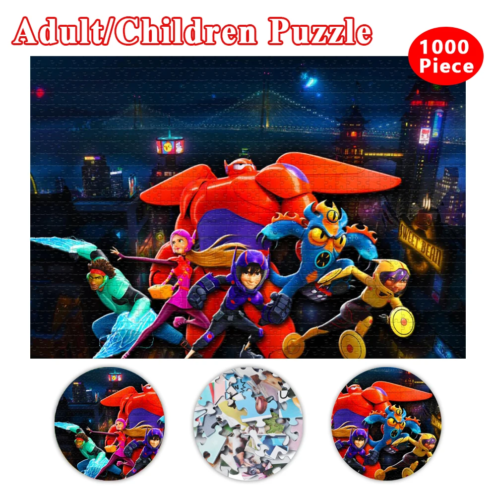 Big Hero 6 Puzzles for Adults 1000 Piece Disney Jigsaw Puzzle Educational Intellectual Decompressing Fun Family Game for Kids