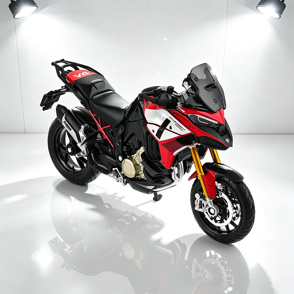 Bburago 1:18 Nuovo modello Ducati Multistrada V4 Lavorazione squisita, collezione classica, modello di moto in lega pressofusa - immagine 5