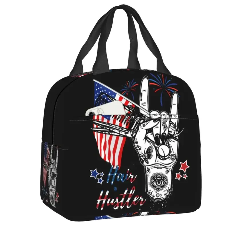 

Rock And Roll Hairdresser Party Lunch Bag Women Cooler Warm Insulated Lunch Box for Children School Work Picnic Food Tote Bags