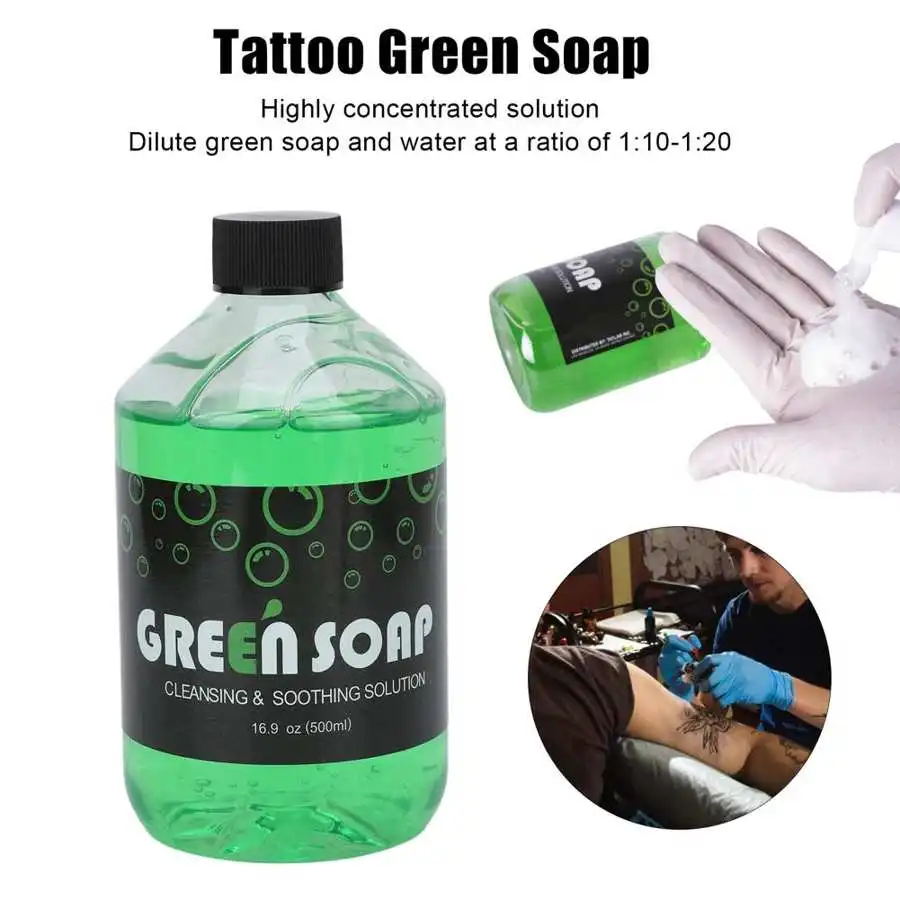 

500ml Tattoo Green Soap Mild Tattoo Cleansing Soothing Solution Green Algae Soap Cleaning Liquid for Salon Tattoo Accessories