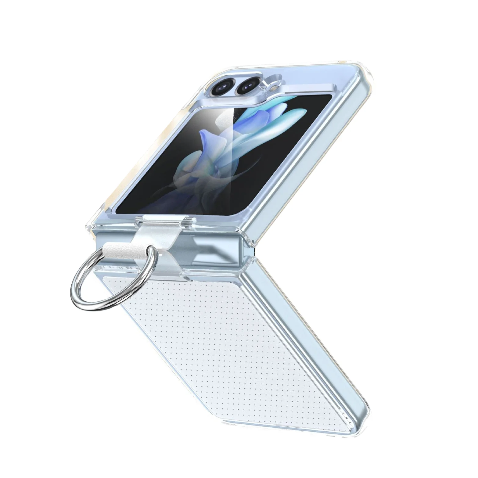 Fashion Folding Ring Silk Lanyard Phone Case For Samsung Galaxy Z Flip 3 4 5 Shockproof Protective Cover_voghion.com
