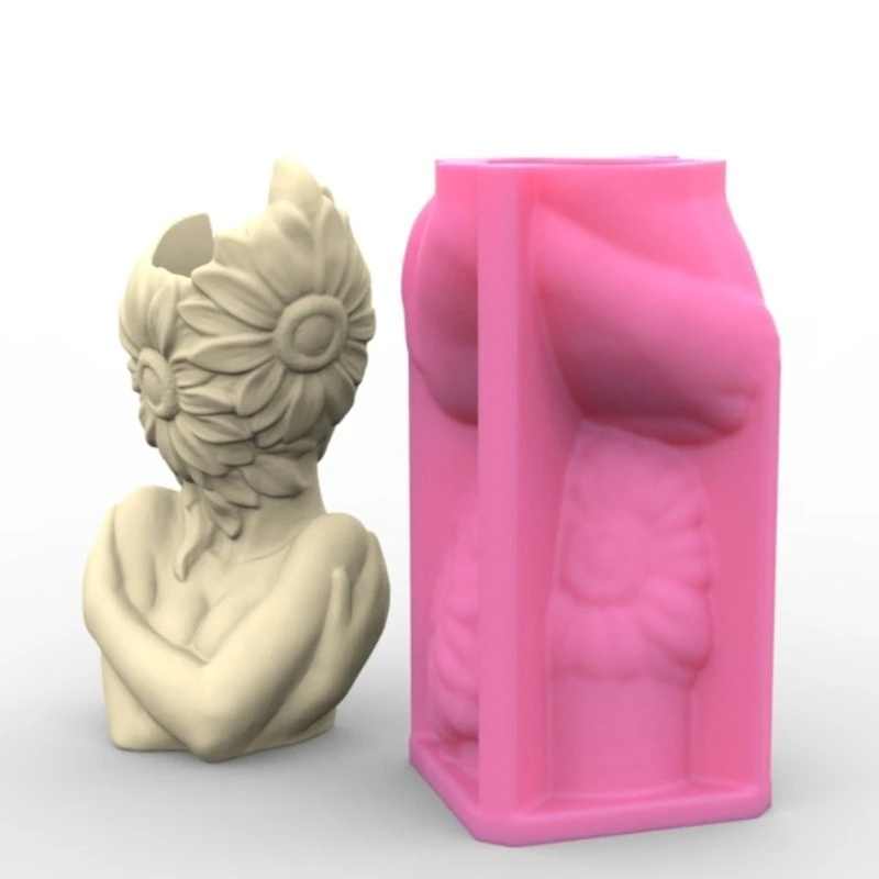 Girl Succulents Planter Molds DIYs Concrete Flowerpot Resin Molds Pen Holder