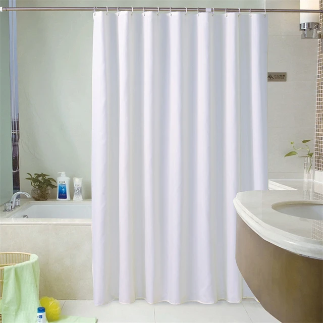 Solid Color Bath Curtain White Simple Shower Curtains High Quality  Waterproof Comfortable For Bathroom with 12pcs Plastic Hooks - AliExpress