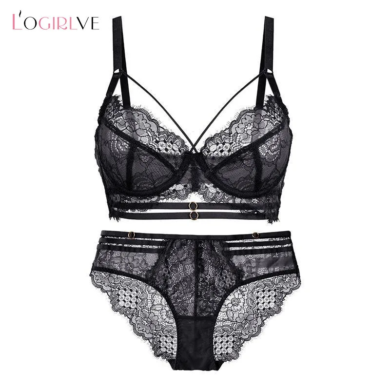 Logirlve Sexy Lingerie Ultra-thin Cup For Women underwear Classic Bandage Bra  Set Push Up Brassiere Lace Plus Size Underwear Set - AliExpress