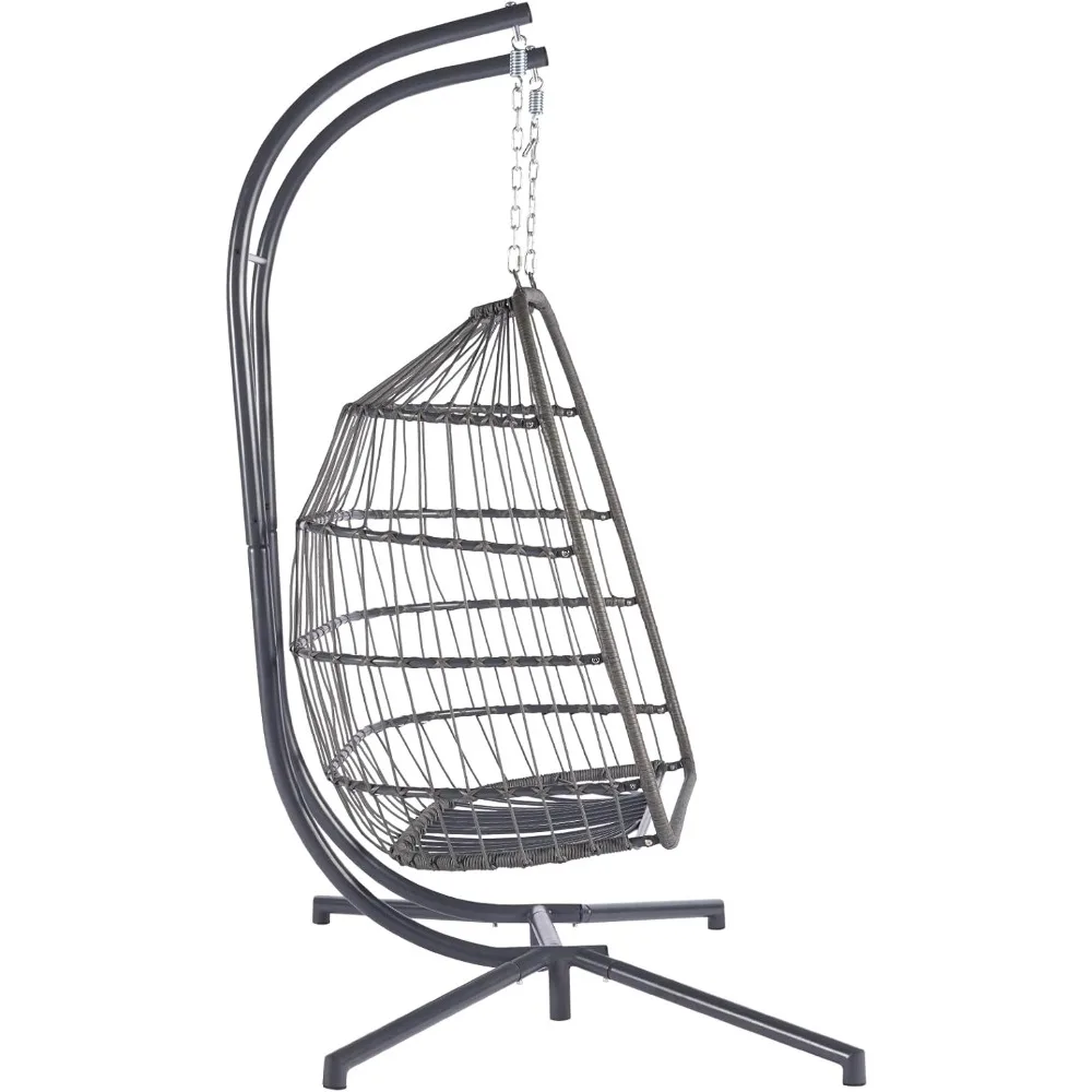 Indoor Outdoor Egg Hanging Chair with Stand - Double Patio Wicker Swing & Hammock Chair 6