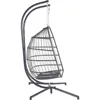 Indoor Outdoor Egg Hanging Chair with Stand - Double Patio Wicker Swing & Hammock Chair 6