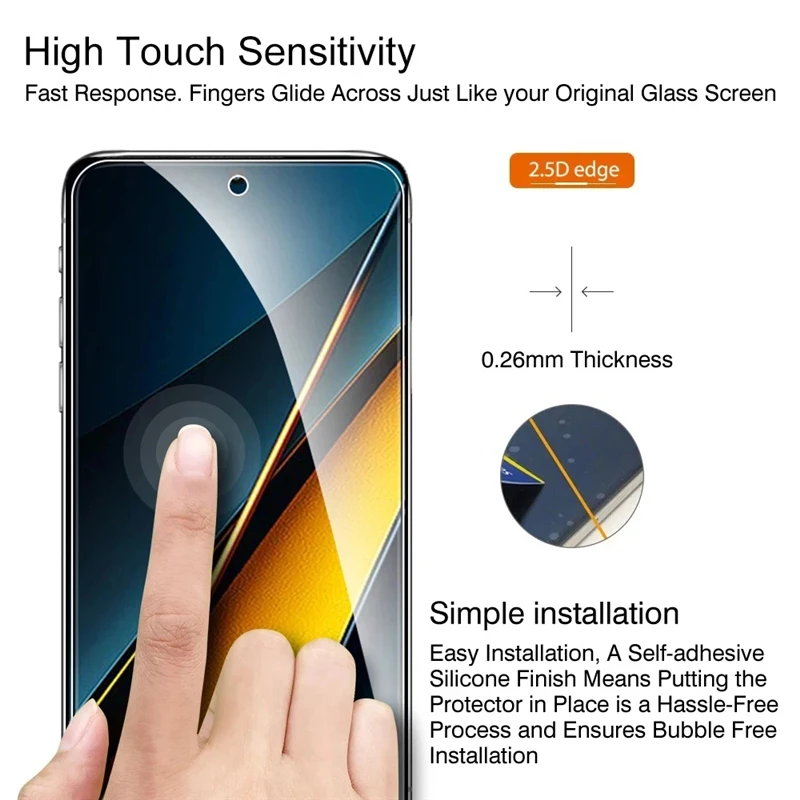 POCO 스크린 보호대, NFC F3 커버, F6 X6 M6 F5 X3 X5 X4 M4 M3 Pro M5S M5 C65 C40, 5 개