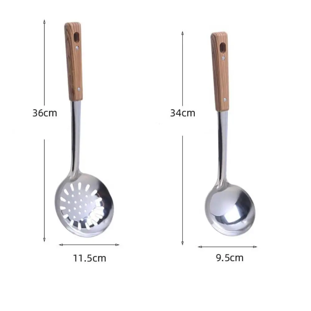 304 Long Handle Stainless Steel Wok Spatula Cooking Equpment Kitchen Utensils Slotted Rice Spoon Cookware Anti-scald Turners