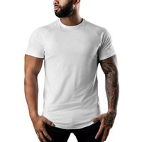 Nouvelle mode plaine hauts t-shirts Fitness hommes col rond T-Shirt à manches courtes jogging musculaire musculation mâle vêtements de sport coupe ajustée T 6