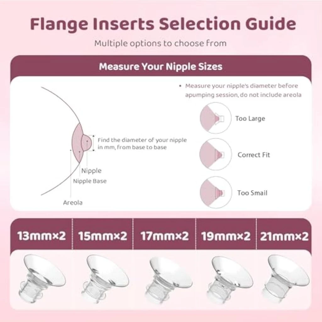 13mm15mm17mm19mm and 21mm Inserts for 24mm Flange and Silicone Nipple Measuring Card Breast pump accessories Sizing Tool