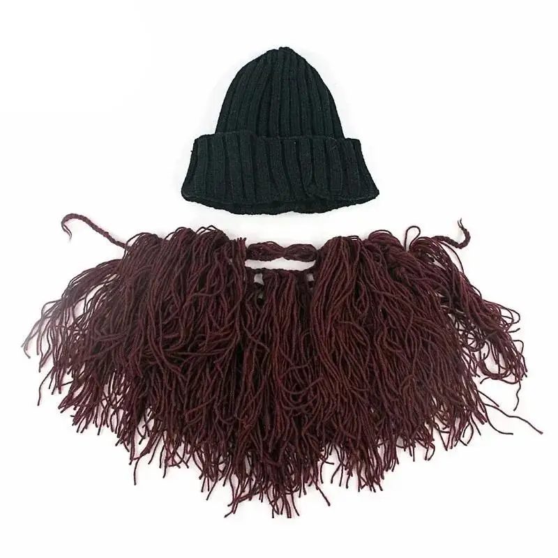 Funny Handmade Winter Wool Mustache Knitted Hats Pirate Face Mask Wig Beard Beanies Bonnet Caps Suitable Party Cosplay Decor