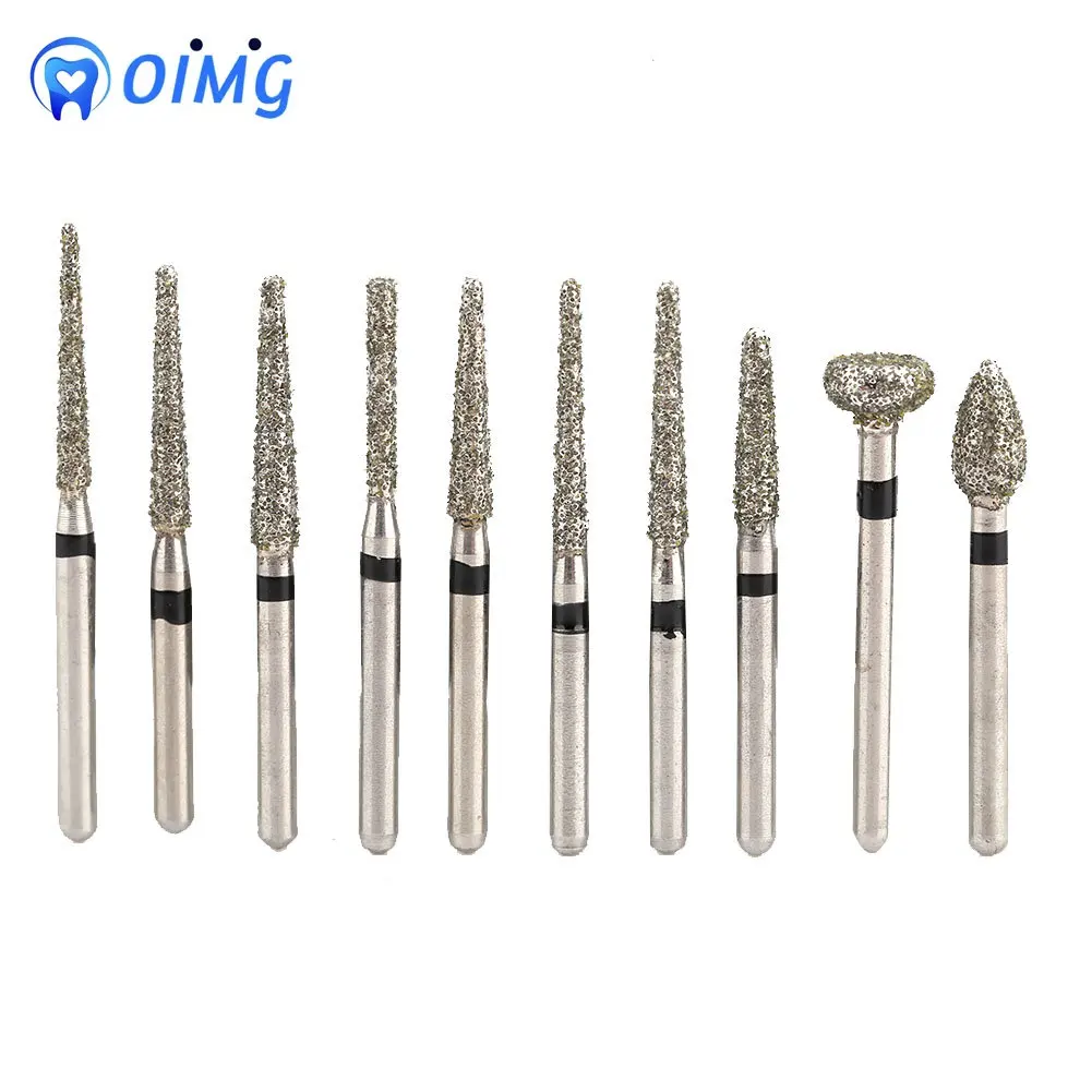 

10Pcs/box Dental Diamond Burs Drill Dentist Polish Tool 1.6mm for Teeth Porcelain Ceramics High Speed Handpiece Emery Bits Oral