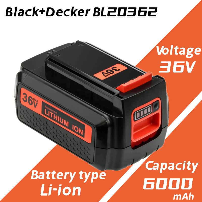 36V 6000Ah Replacement Battery for Black Decker 36V Battery
