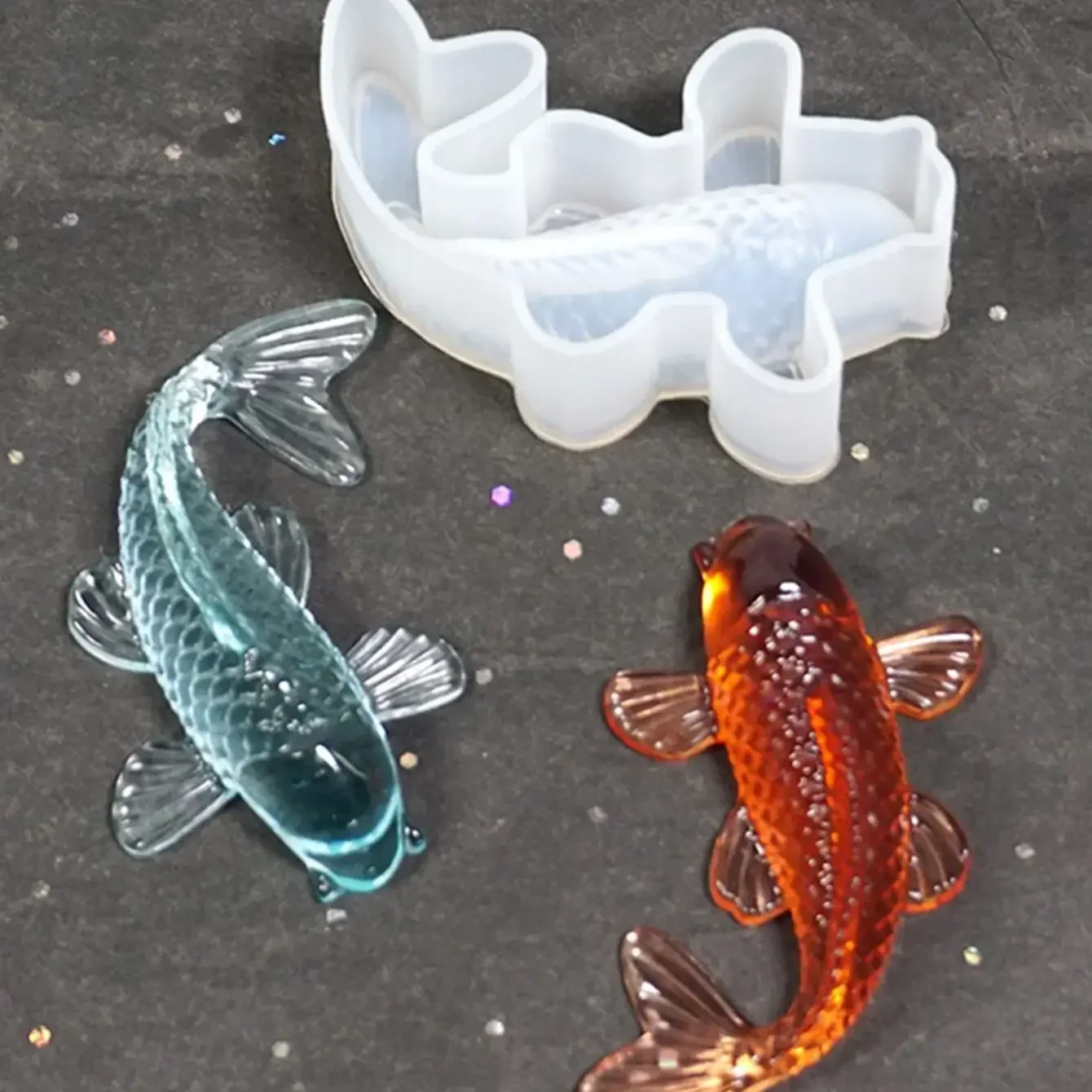 Koi Fish Silicone Resin Moulds DIY Pendant Goldfish Mold Fish Tail Jewelry for Making Jewelry, Pendant Charms, Fondant Cake Deco