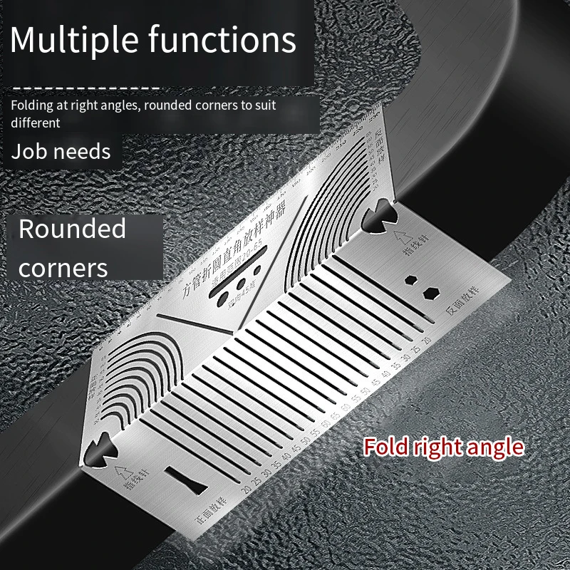 Arc Marking Ruler Right Angle Construction Arc Parallel Drawing Tool 90 Degree Folding Ruler for Metalworking Cutting Guide arc marking ruler