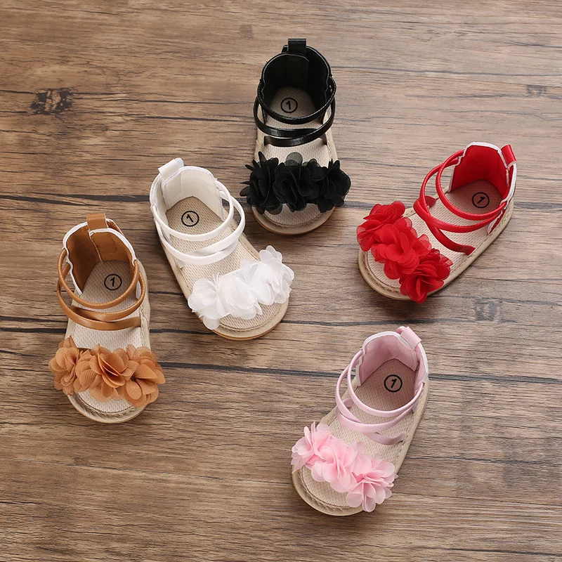 Infant Baby Shoes Baby Girl Shoes Flower Toddler Flats Summer Sandal Soft Casual Anti-Slip Crib First Walker
