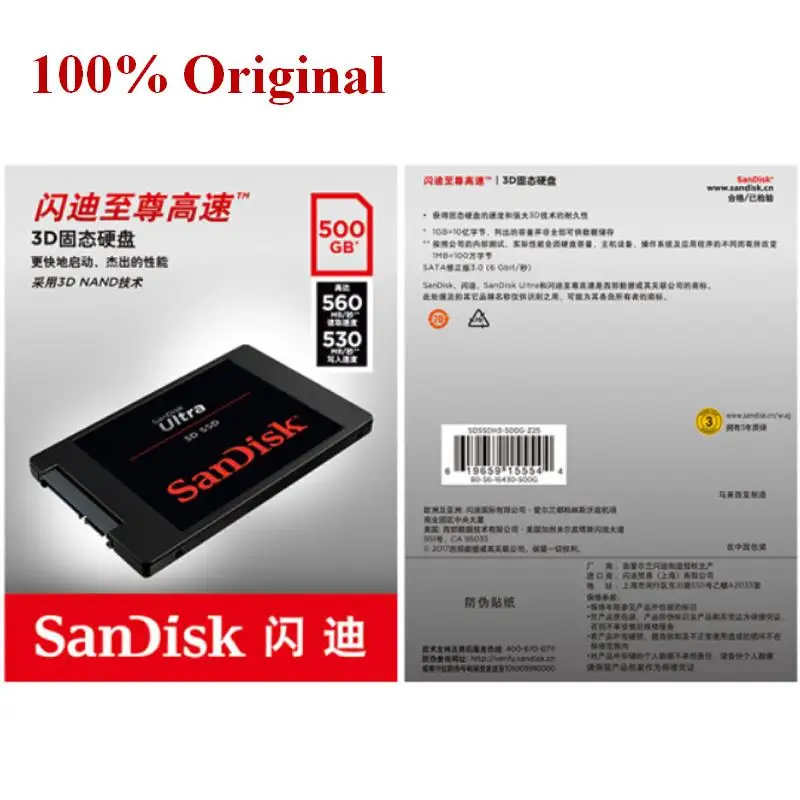 SanDisk SSD ָ Ʈ ũ, Ʈ 3D  250GB, 1TB, 2TB, SATA III HDD ϵ ũ ̺, 500G, 560 MB/s, Ʈ PC ũž