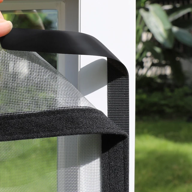 1PC Gray Self-Adhesive Window Screen Net, Reusable Mosquito Insect Protection, Fits Various Window Sizes, Easy to Remove & Clean 3