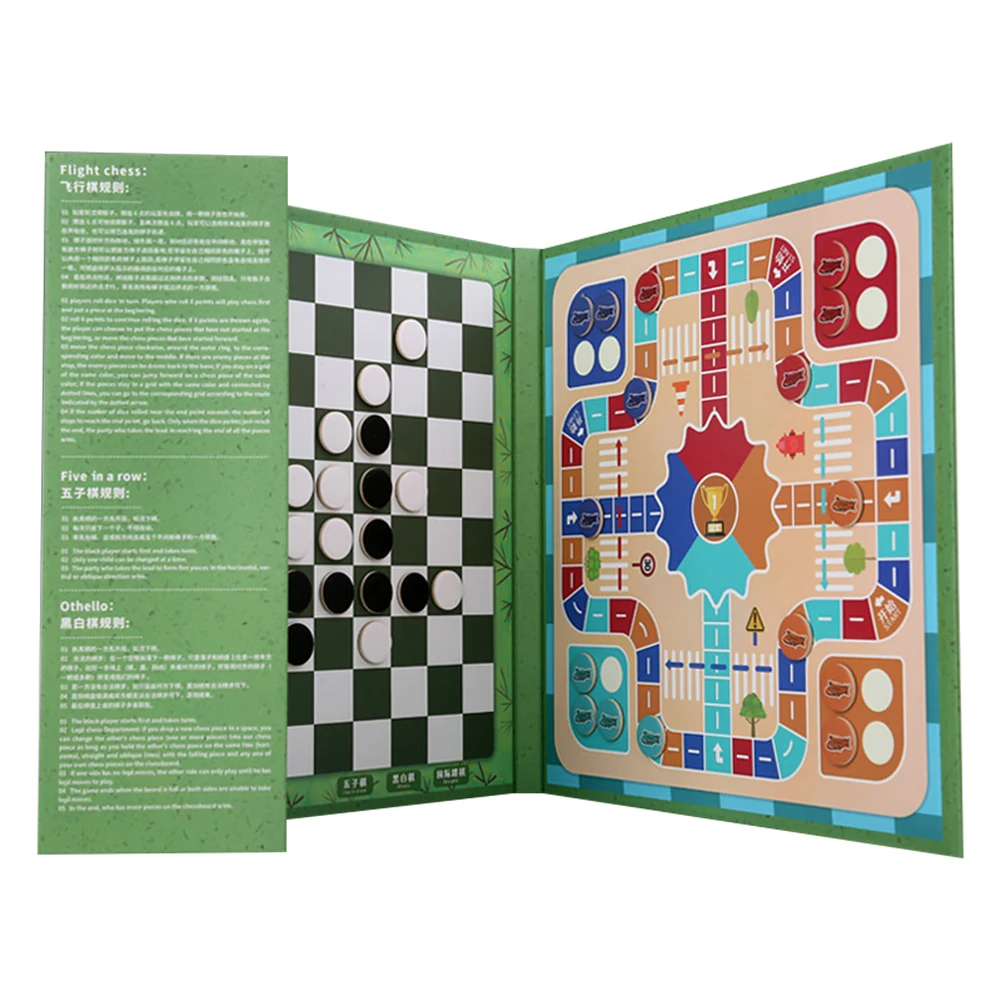 

4 In 1 Chessmen Checkers Magnetic Board Game Flying Chess Classic Flight Puzzle Set Parent Child Interactive Game Children Gift