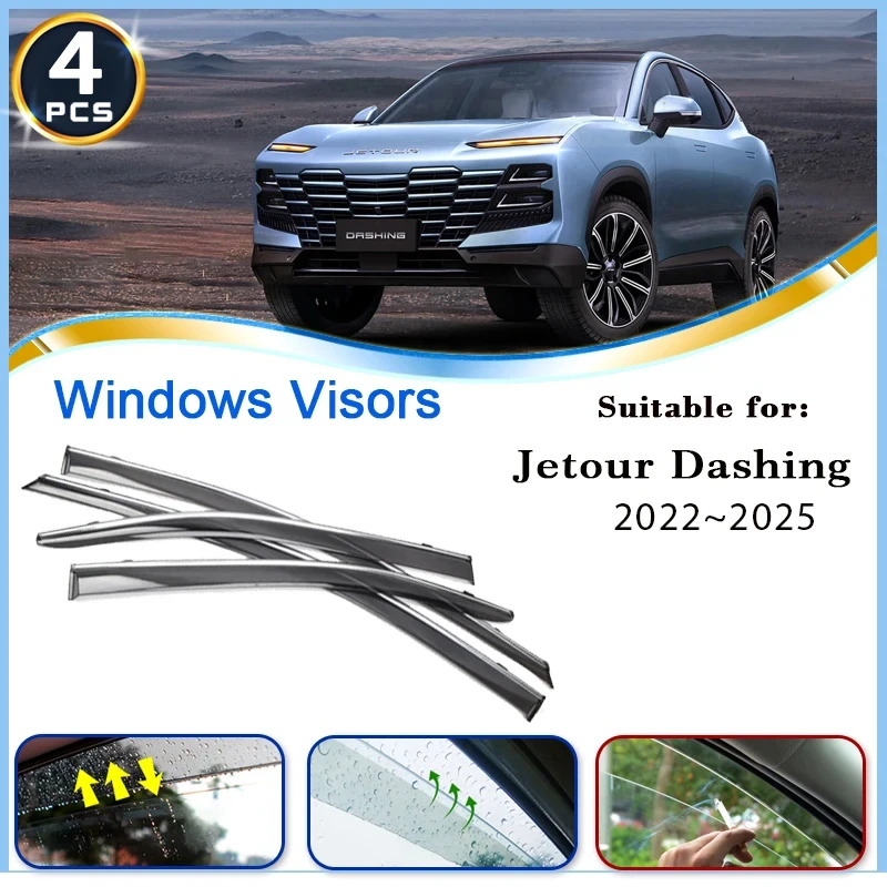 Window Visors For Jetour Dashing Dasheng Chery Jetour GreatSaint ~ Rain Guard Deflector Windshields Set Auto Accessories